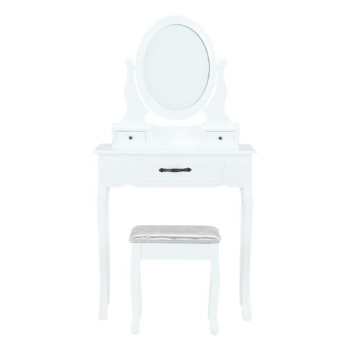 KONDELA Toaletný stolík s taburetom biela, strieborná LINET NEW