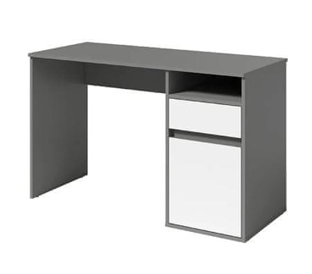 KONDELA PC stôl tmavo šedá-grafit, biela BILI