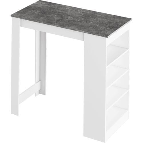KONDELA Barový stôl biela, betón 117x57 cm Austen