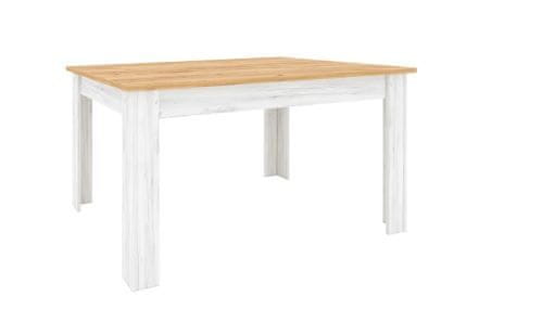 KONDELA Jedálenský stôl rozkladacia biela, hnedá SUDBURY drevotrieska 86 x 135 x 82 cm
