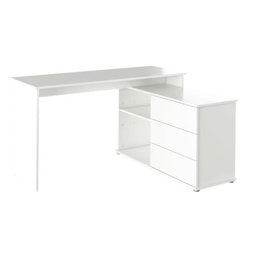 KONDELA Univerzálny rohový PC stôl biela TERINO drevotrieska 110 x 138 x 75.4 cm