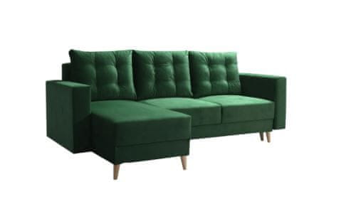 KONDELA Rozkladacia sedacia súprava, zelená, ľavá, BLEKY ROH látka 145 x 235 x 90 cm