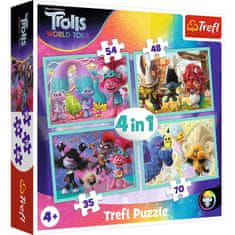 Trefl Puzzle Trollovia 2: Svetové turné 4v1 (35,48,54,70 dielikov)
