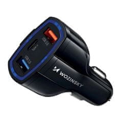 WOZINSKY Nabíjačka do auta USB x2 a USB C čierna WCC-01 Wozinsky