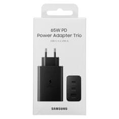 SAMSUNG Sieťová nabíjačka Samsung 2x USB-C/USB PPSPD PD 65W QC 3.0 AFC FCP čierna EP-T6530NBEGEU