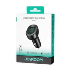 Joyroom JR-CCD03 3,4A nabíjačka do auta s displejom 3x USB-A - čierna Joyroom