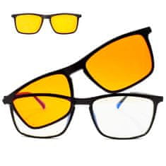 Daklos Počítačové okuliare 3 v 1 proti 100 % modrému svetlu, číre, žlté a oranžové okuliare + puzdro a čistiaca tkanina