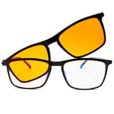 Daklos Počítačové okuliare 2 v 1 proti 100 % modrému svetlu, číre a oranžové sklo + bezplatné puzdro a čistiaca tkanina
