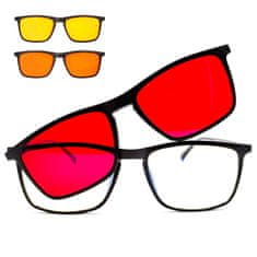 Daklos Počítačové okuliare 4 v 1 proti 100 % modrému a zelenému svetlu, číre, žlté, oranžové a červené okuliare + puzdro a tkanina