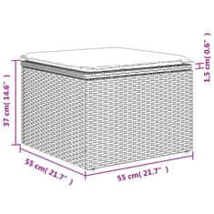 Vidaxl Záhradná taburetka s vankúšom sivá 55x55x37 cm polyratan