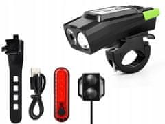 Verk  14480 Vodeodolné LED svetlo na bicykel USB, el.zvonček, tachometer čierne