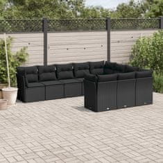 Vidaxl 10-dielna záhradná sedacia súprava s vankúšmi polyratan čierna