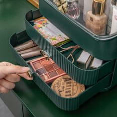 Korbi Organizér na kozmetiku súčasne so šufladami na nožičkách, zelený, typ F25