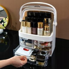 Korbi Veľká škatuľa s organizérom na kozmetiku so zásuvkami - prenosná skrinka v krémovej farbe, F28.