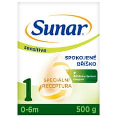 Sunar Sensitive 1, počiatočné dojčenské mlieko, 6x500 g