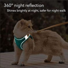 Netscroll Pohodlný postroj - nastaviteľný postroj na prechádzanie mačiek, vzdušné kvalitné materiály, reflexné pásiky pre nočnú bezpečnosť, ľahký na nosenie, CatVest