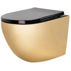 REA Závesná WC misa Carlo Mini Flat Gold/Black