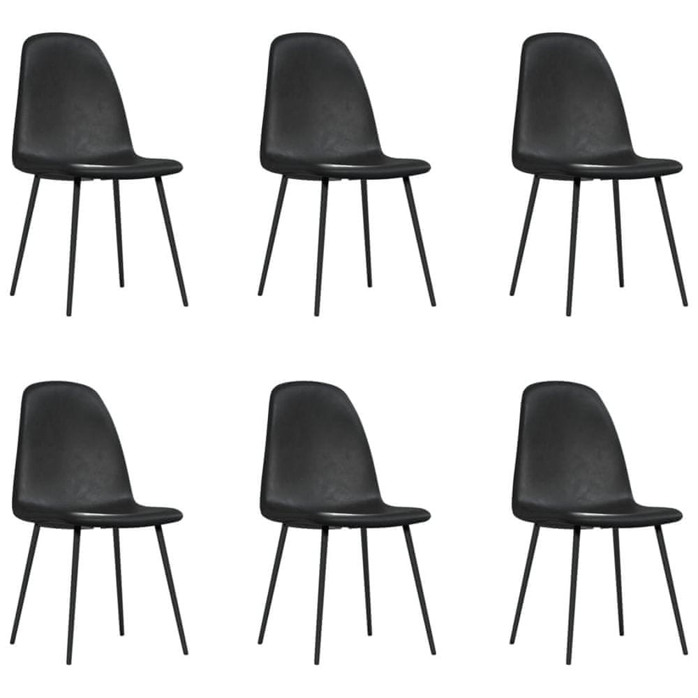 Vidaxl Jedálenské stoličky 6 ks čierne umelá koža