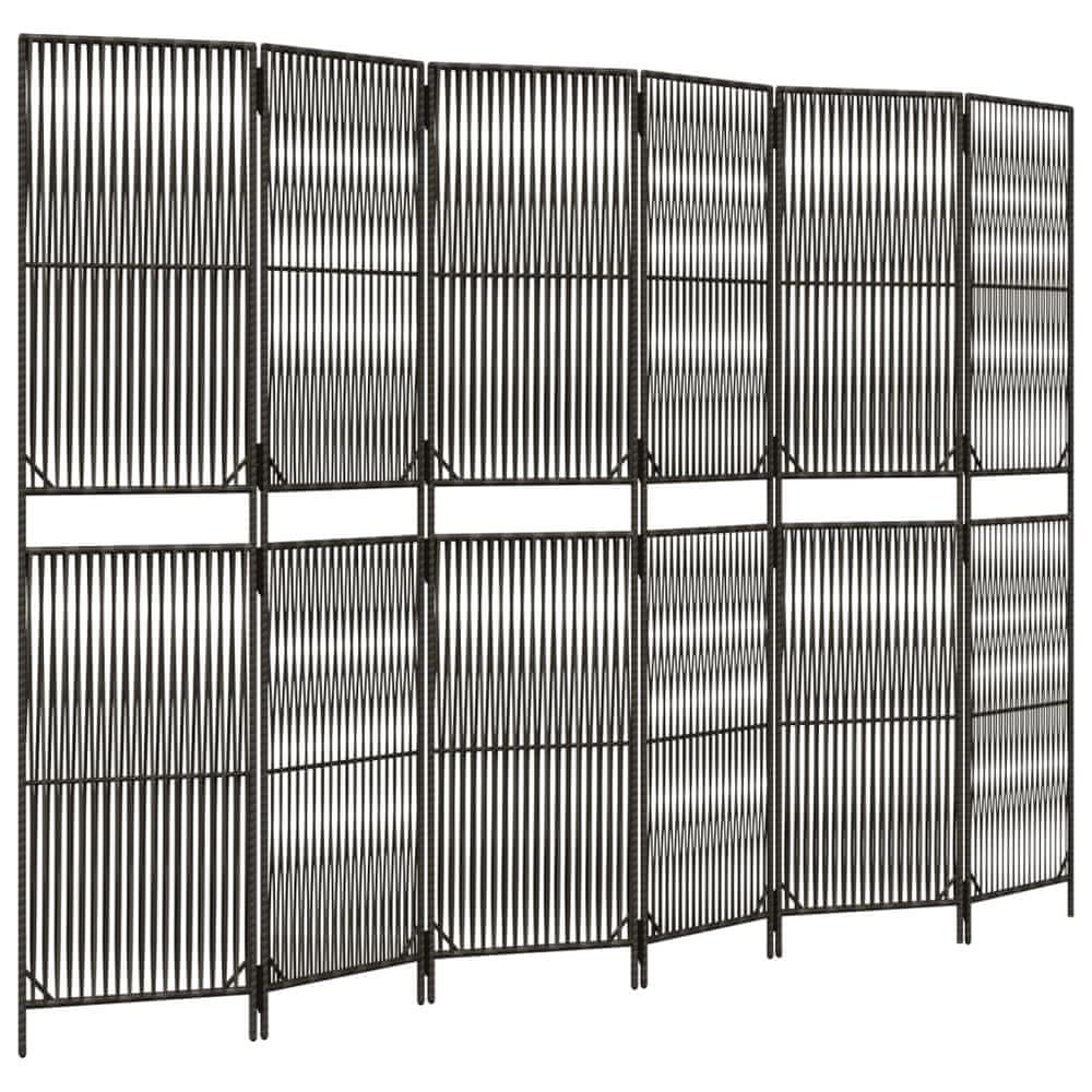 Vidaxl Paraván 6 panelov sivý polyratan