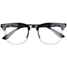 Sunmania Čierne číre imidžové okuliare Clubmaster "Hype"