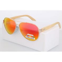 PolarZONE Oranžové drevené polarizačné okuliare pilotky "Wood"