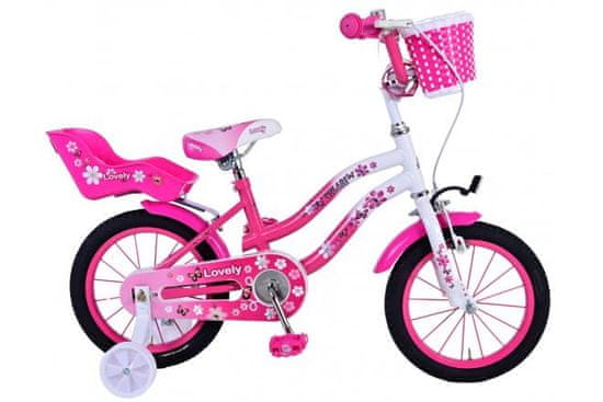 Volare Detský bicykel Lovely - dievčenský - 14 palcov - ružový Biely