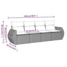 Vidaxl 4-dielna záhradná sedacia súprava a vankúše polyratan sivá