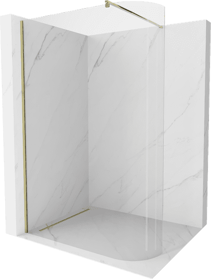 Mexen Kioto, zaoblená sprchová zástena 120 x 200 cm, 8mm číre sklo, zlatý profil, 800-120-101-50-06