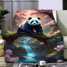 EXCELLENT Mikroplyšová hrejivá deka 150x200 cm - Panda pri vodopádoch
