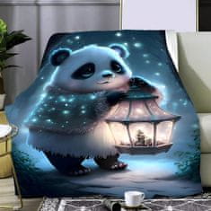 EXCELLENT Mikroplyšová teplá deka modrá 150x200 cm - Panda s lampášom