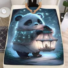 EXCELLENT Mikroplyšová teplá deka modrá 150x200 cm - Panda s lampášom