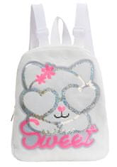 EXCELLENT Chlpatý plyšový batoh biely - Sweet Kitten