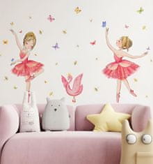 EXCELLENT Nálepka na stenu 74x119 cm - Ružové baleríny s motýľom