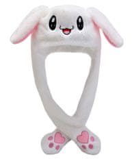 EXCELLENT Plyšová čiapka s pohyblivými ušami - Biely králik