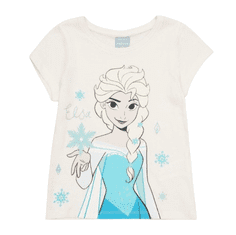 Eplusm Dievčenské tričko Frozen s Elsou - Ľadová elegancia pre malé princezné 128 / 7–8 rokov Biela
