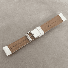 MINET Biely prešívaný kožený remienok z luxusnej kože TOP GRAIN - 18