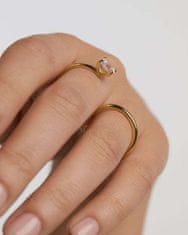 PDPAOLA Módny dvojitý pozlátený prsteň so zirkónom Sofia AN01-A27 (Obvod 48 mm)