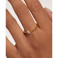 PDPAOLA Jemný pozlátený prsteň so zirkónmi Twing Gold AN01-864 (Obvod 56 mm)