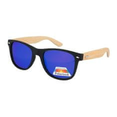 PolarZONE Modré drevené polarizačné okuliare Wayfarer "Wood"