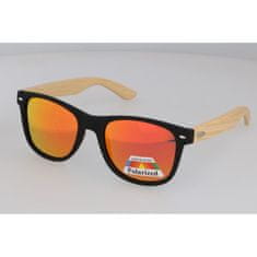 PolarZONE Oranžové drevené polarizačné okuliare Wayfarer "Wood"