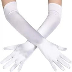 APT  BQ62A Saténové rukavice biele