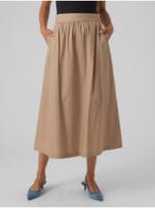 Vero Moda Béžová dámska midi sukňa Vero Moda Cilla XS