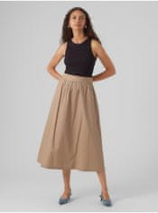 Vero Moda Béžová dámska midi sukňa Vero Moda Cilla XS