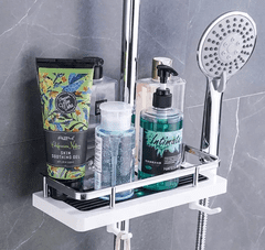 Casavibe Kúpeľňová polička, Úložná sprchová polička, Sprchový organizér, Držiak na šampón - bez vŕtania, maximalizuje priestor, veľká kapacita