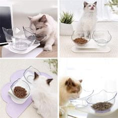Petallure Vyvýšené misky pre mačky, Antirefluxná miska pre domáce zvieratá, 15° naklonená vyvýšená miska pre mačky, Miska pre mačky a šteňatá - znižuje zvracanie, protišmyková