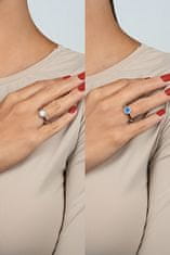 Brilio Silver Strieborný prsteň s bielym syntetickým opálom a zirkónmi RI110W (Obvod 52 mm)