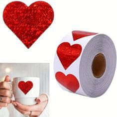 HOME & MARKER® Viacúčelové samolepiace nálepky v tvare červeného srdca (1x rolka s 500 ks) | HEARTSTICKER