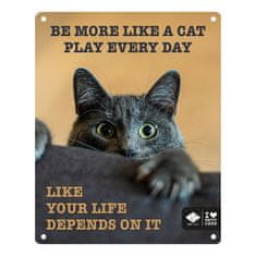EBI D&D I LOVE HAPPY CATS kovová tabuľa: ,,Be more like a cat play every day\" 20x25cm