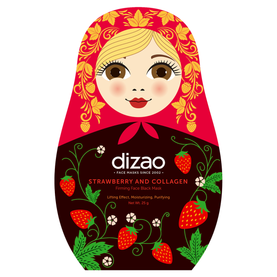 Čierna kolagénová textilná maska na tvár s jahodami 25 g