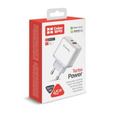 ColorWay AC nabíjačka Power Delivery Port PPS USB (Type-C PD + USB QC3.0) (45W) CW-CHS042PD-WT - biela